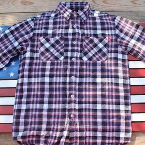 STUSSY Long Sleeved Plaid Button Flannel (Medium)